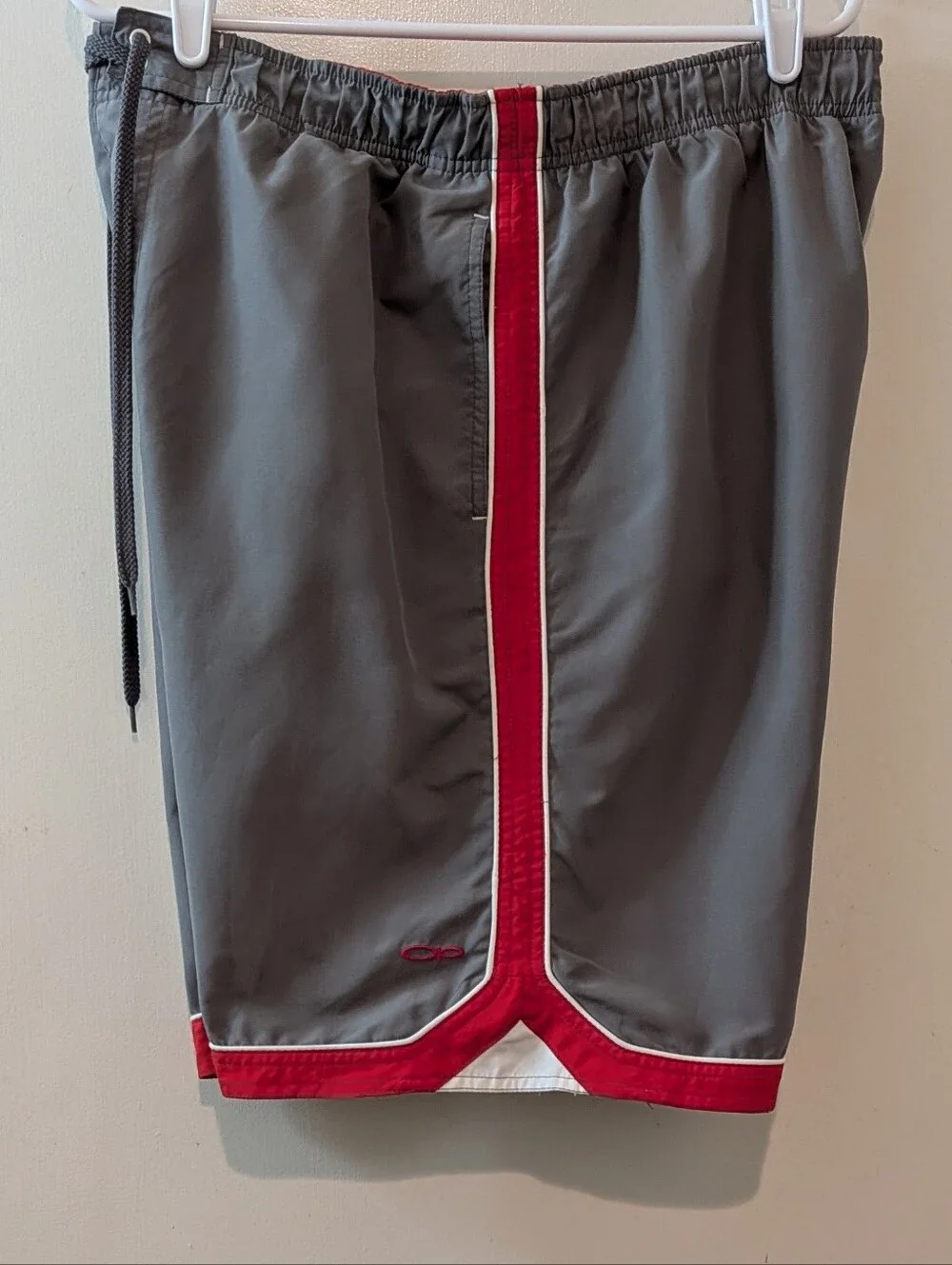 Men's OP Gray and Red Athletic Swim Shorts size L/G
